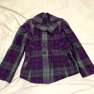 Guess Purple Plaid Peacoat size M